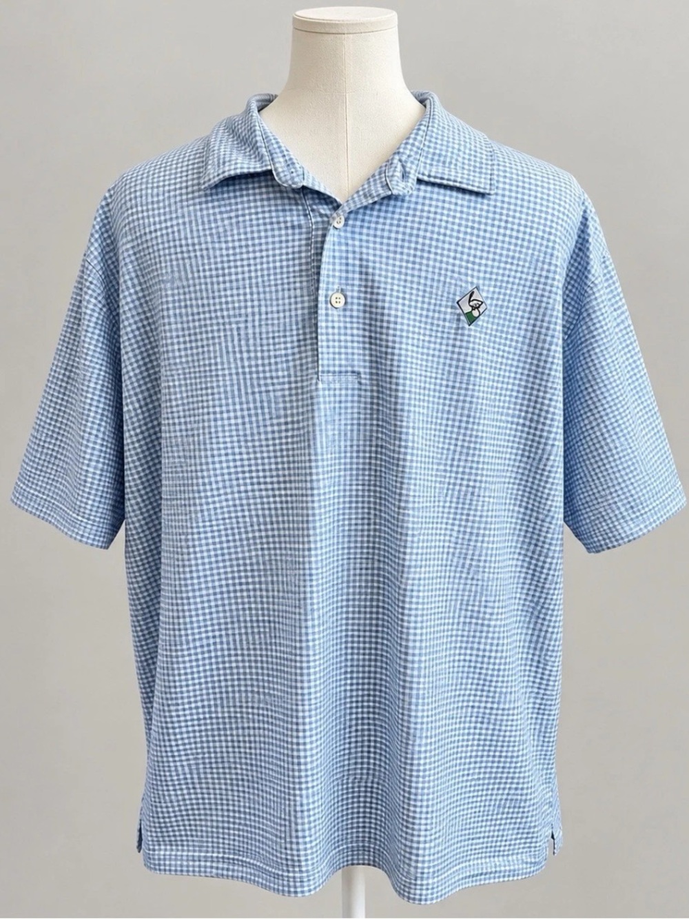 Peter Millar Summer Comfort Golf Polo Men’s XL Blue Check Performance